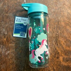 Teal Unicorn and Hearts children’s Water Bottle